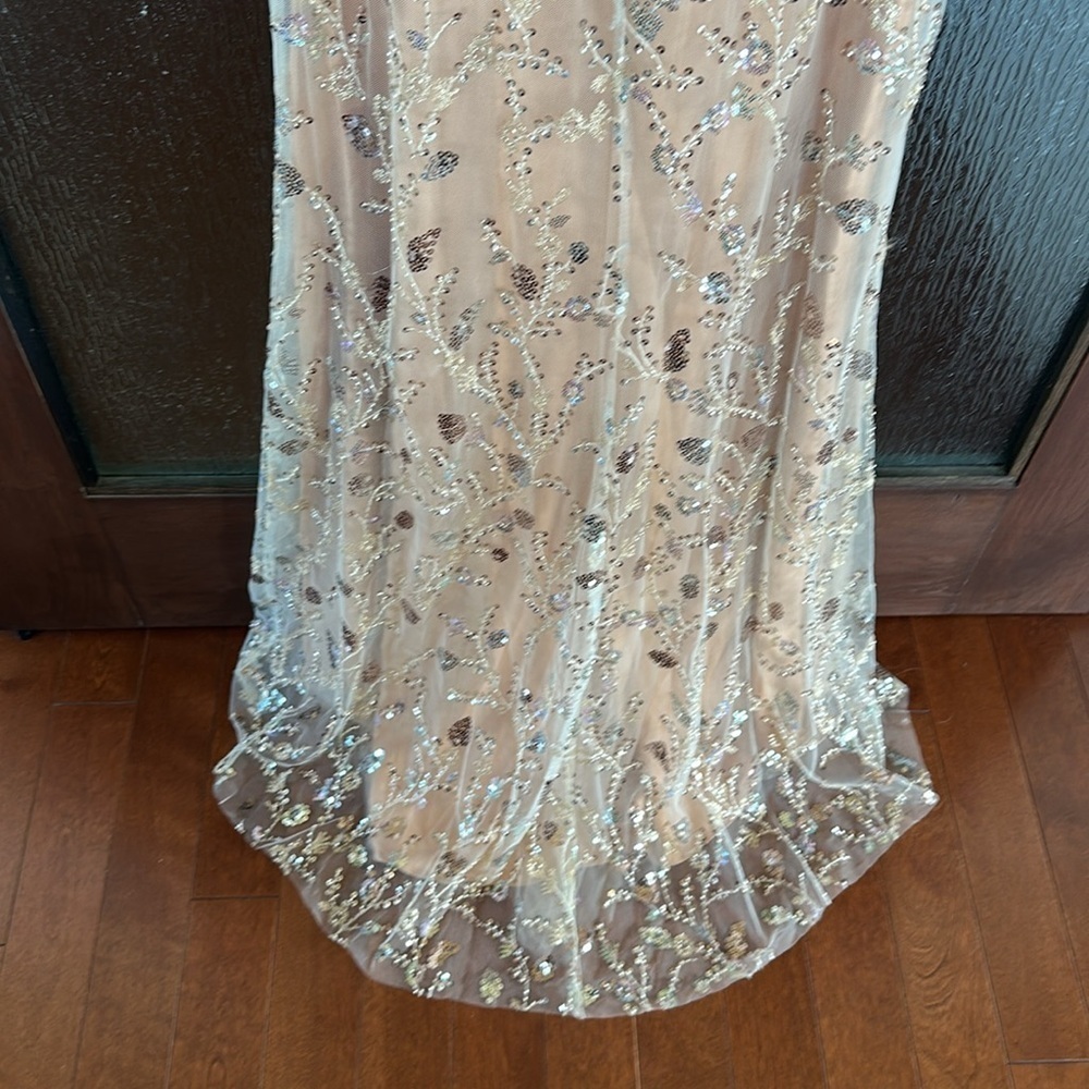 Mac Duggal 68049 Nude Embellished Sleeveless Lace Up Gown 4 NEW $498 - Picture 10 of 11